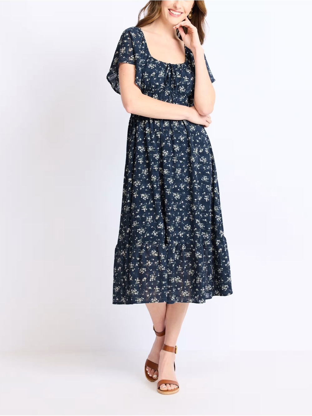 Flutter Sleeve Midi Dress